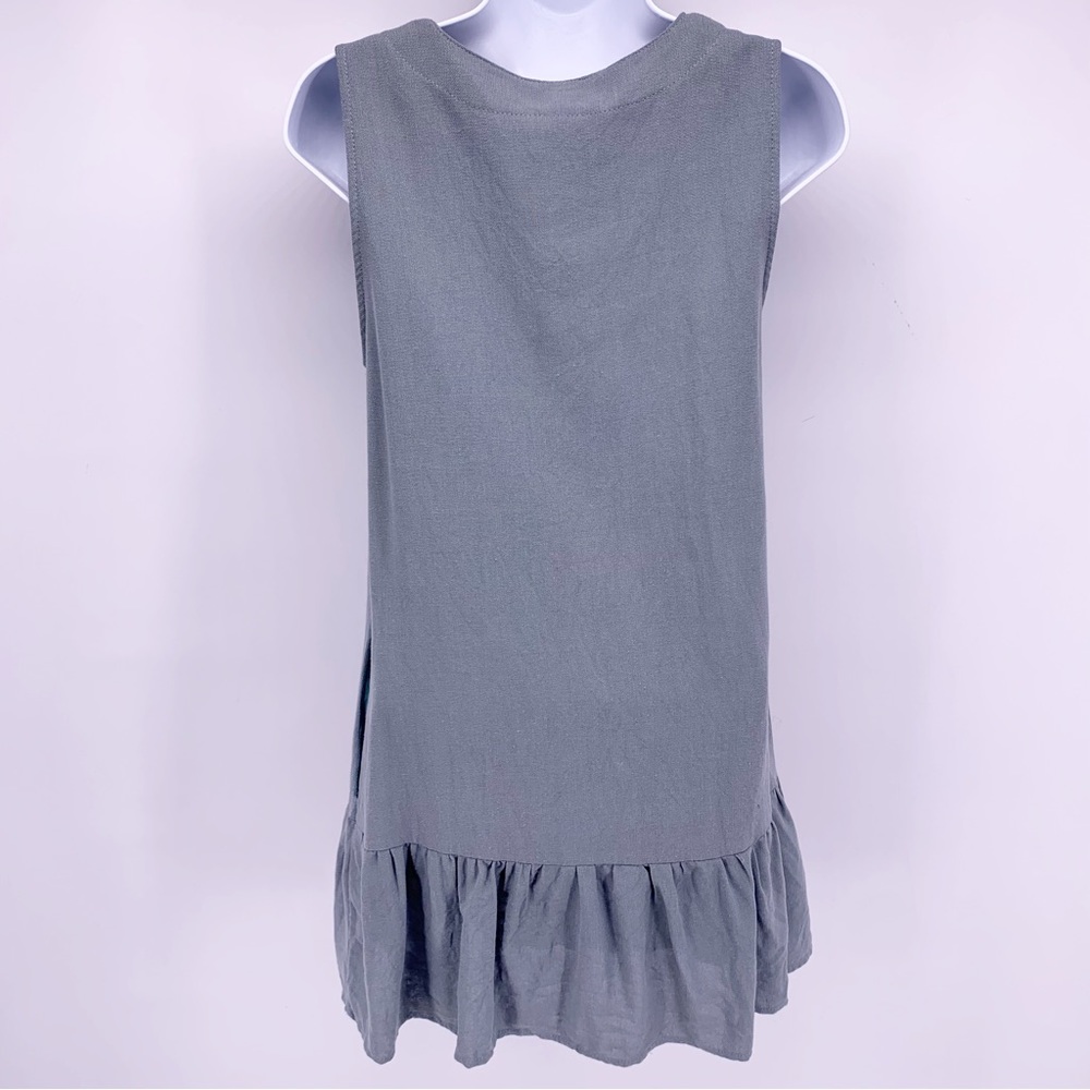 Vici Green Button Down Ruffle Bottom Mini Dress S… - image 4